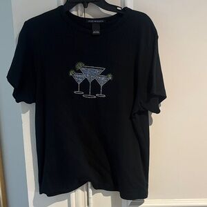 Black T-Shirt with Martini Glass Design